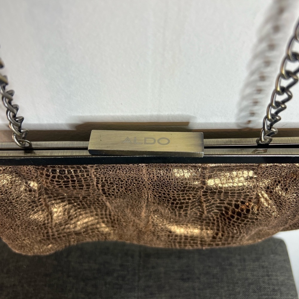 Aldo Metallic Gold Clutch with Chain Strap - Picture 3 of 6